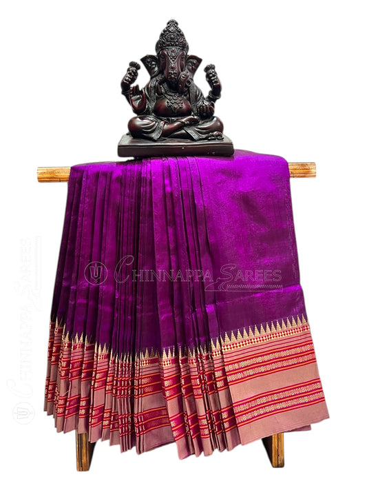 Narayanpet Plain Magenta 2 Pure Silk Saree