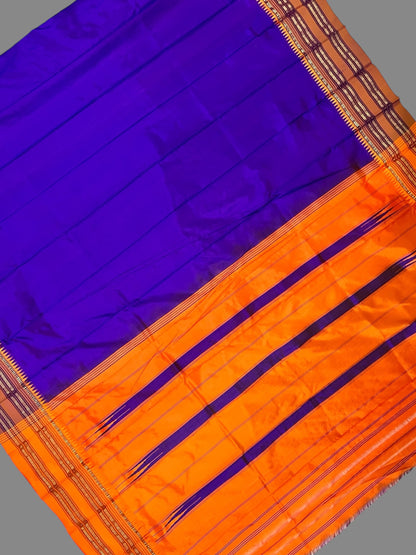 Narayanpet Plain Navy Blue Pure Silk Saree