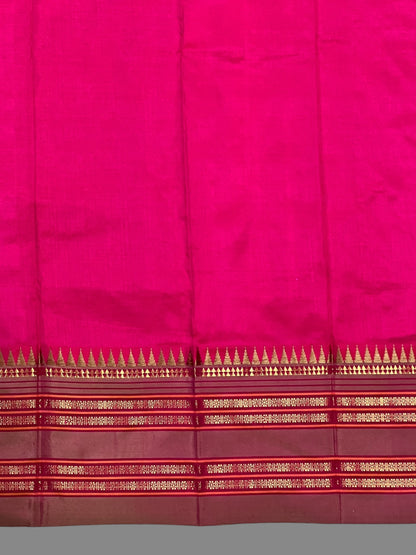 Narayanpet Plain Pink  Pure Silk Saree