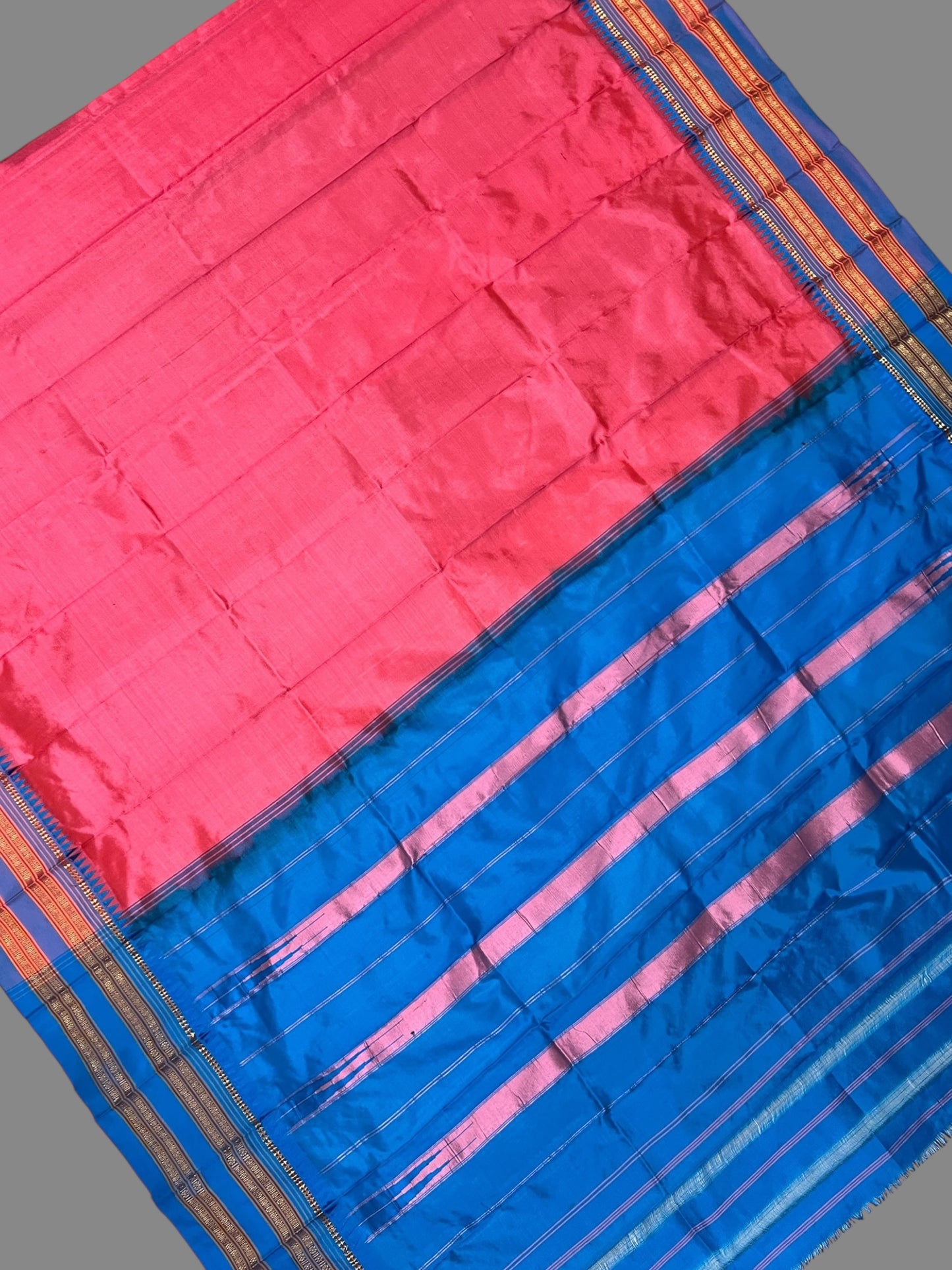 Narayanpet Plain Rose Pink Pure Silk Saree