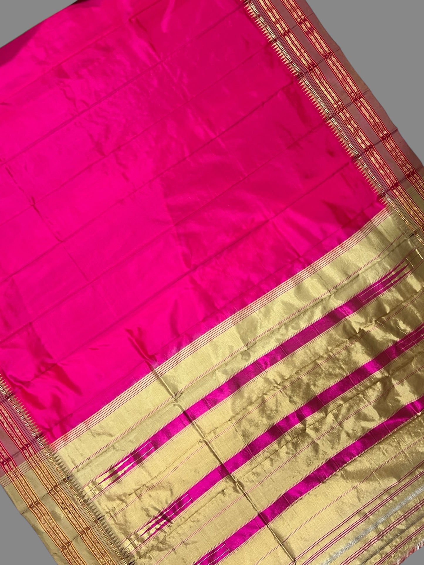 Narayanpet Plain Pink  Pure Silk Saree