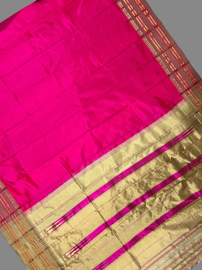 Narayanpet Plain Pink  Pure Silk Saree