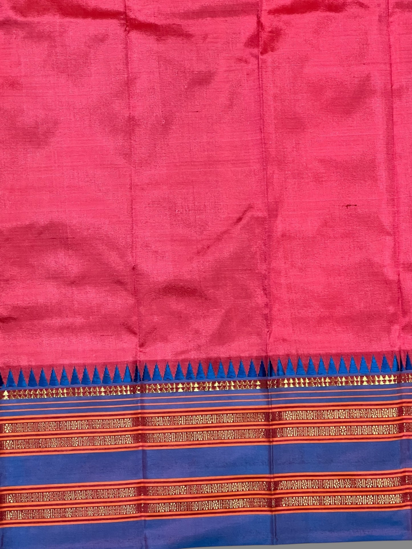 Narayanpet Plain Rose Pink Pure Silk Saree