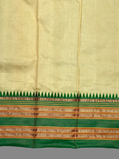 Narayanpet Plain Cream Pure Silk Saree