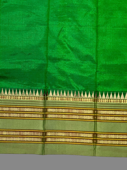 Narayanpet Plain Orange Pure Silk Saree