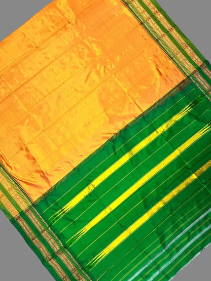 Narayanpet Plain Orange Pure Silk Saree