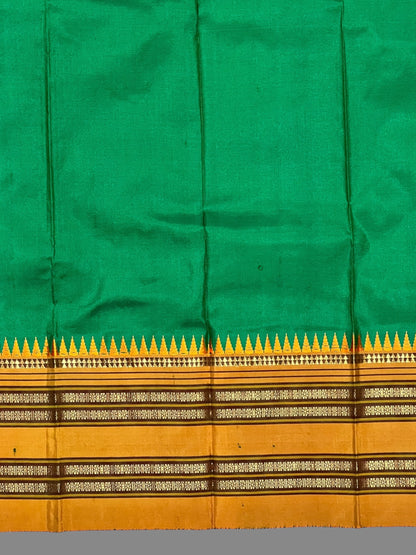 Narayanpet Plain Green Pure Silk Saree