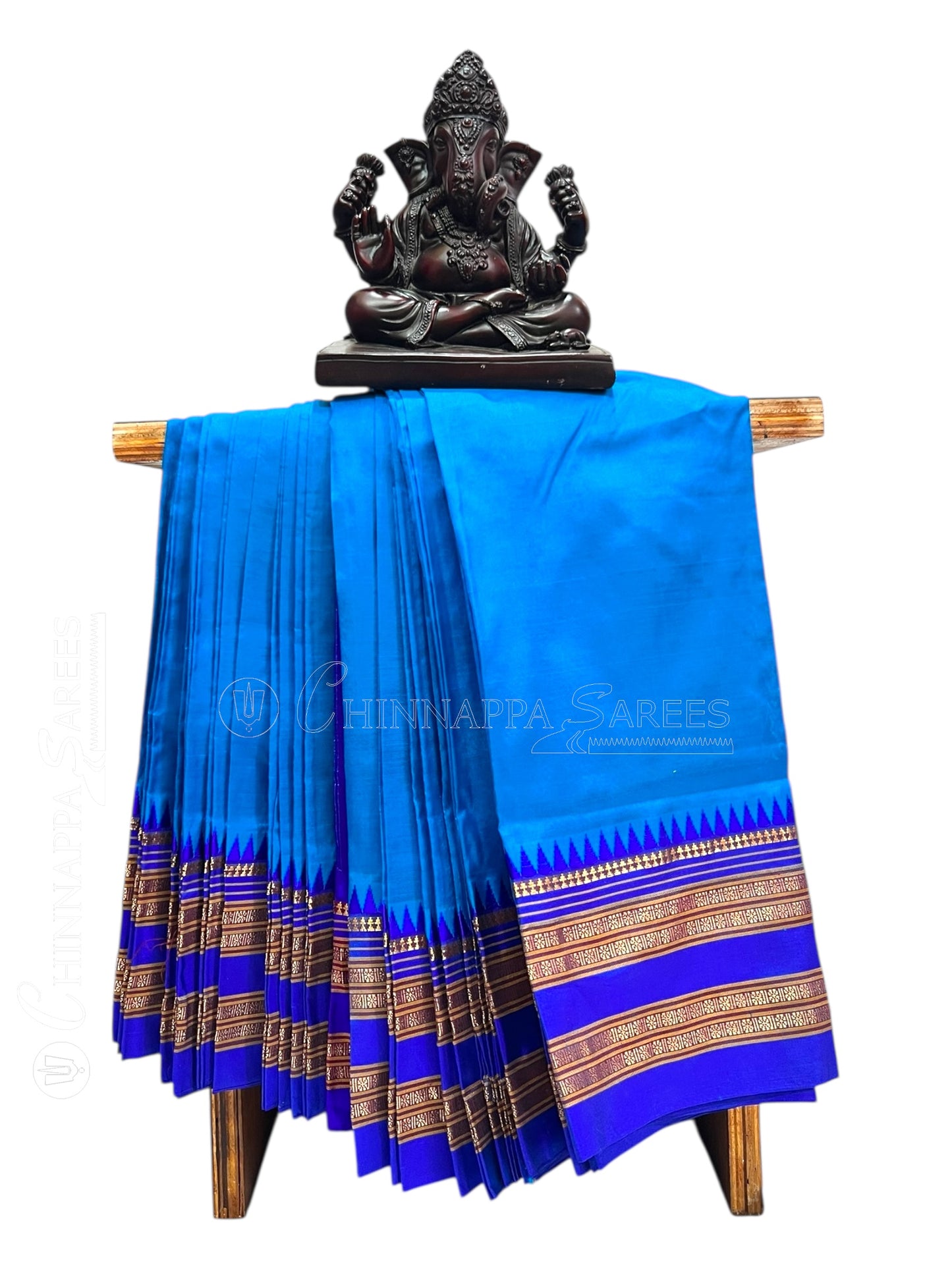 Narayanpet Plain  Blue Pure Silk Saree