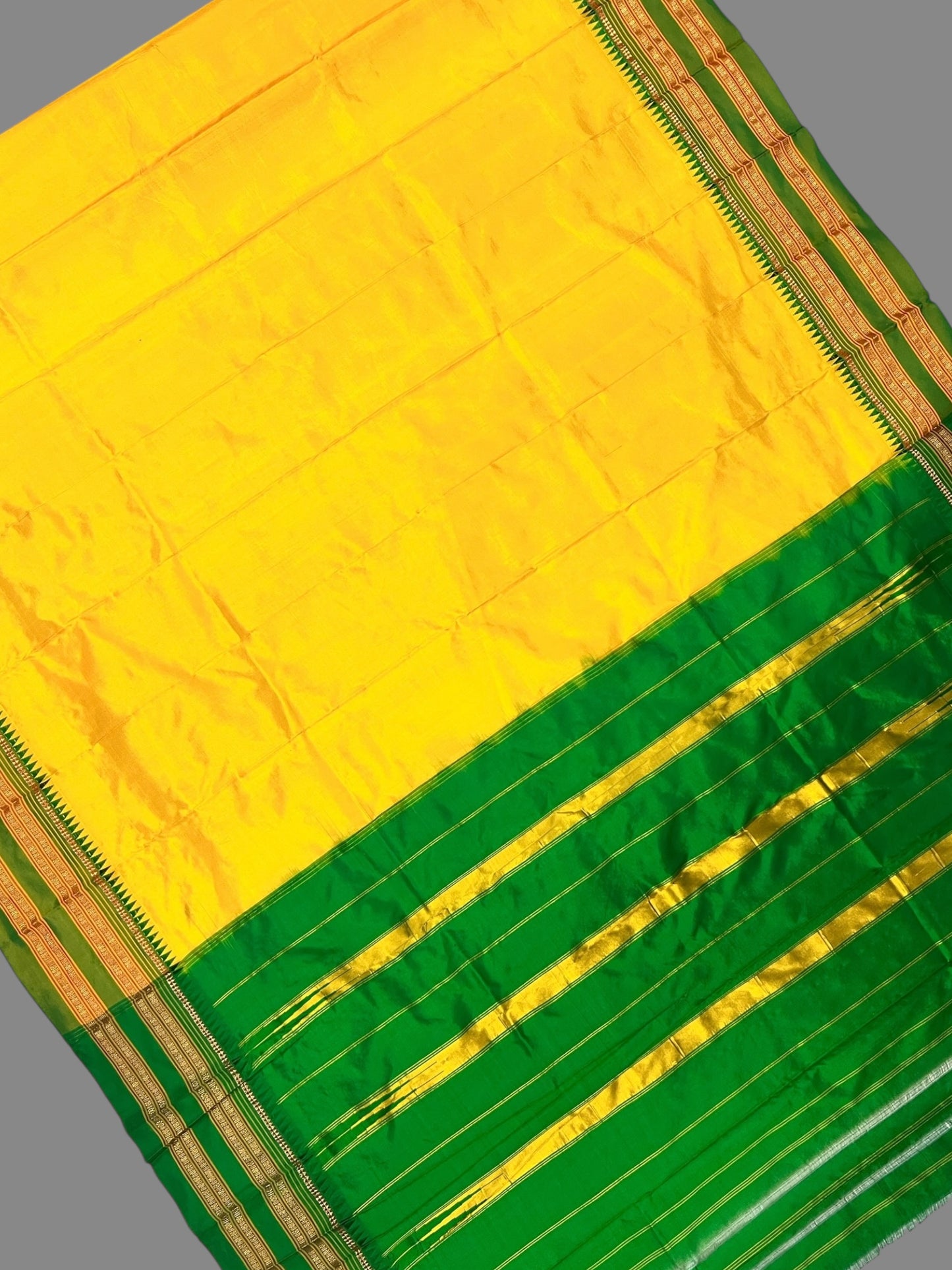 Narayanpet Plain Yellow colour pure Silk Saree