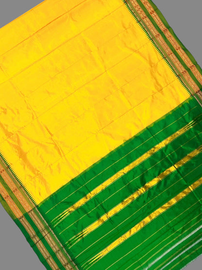 Narayanpet Plain Yellow colour pure Silk Saree