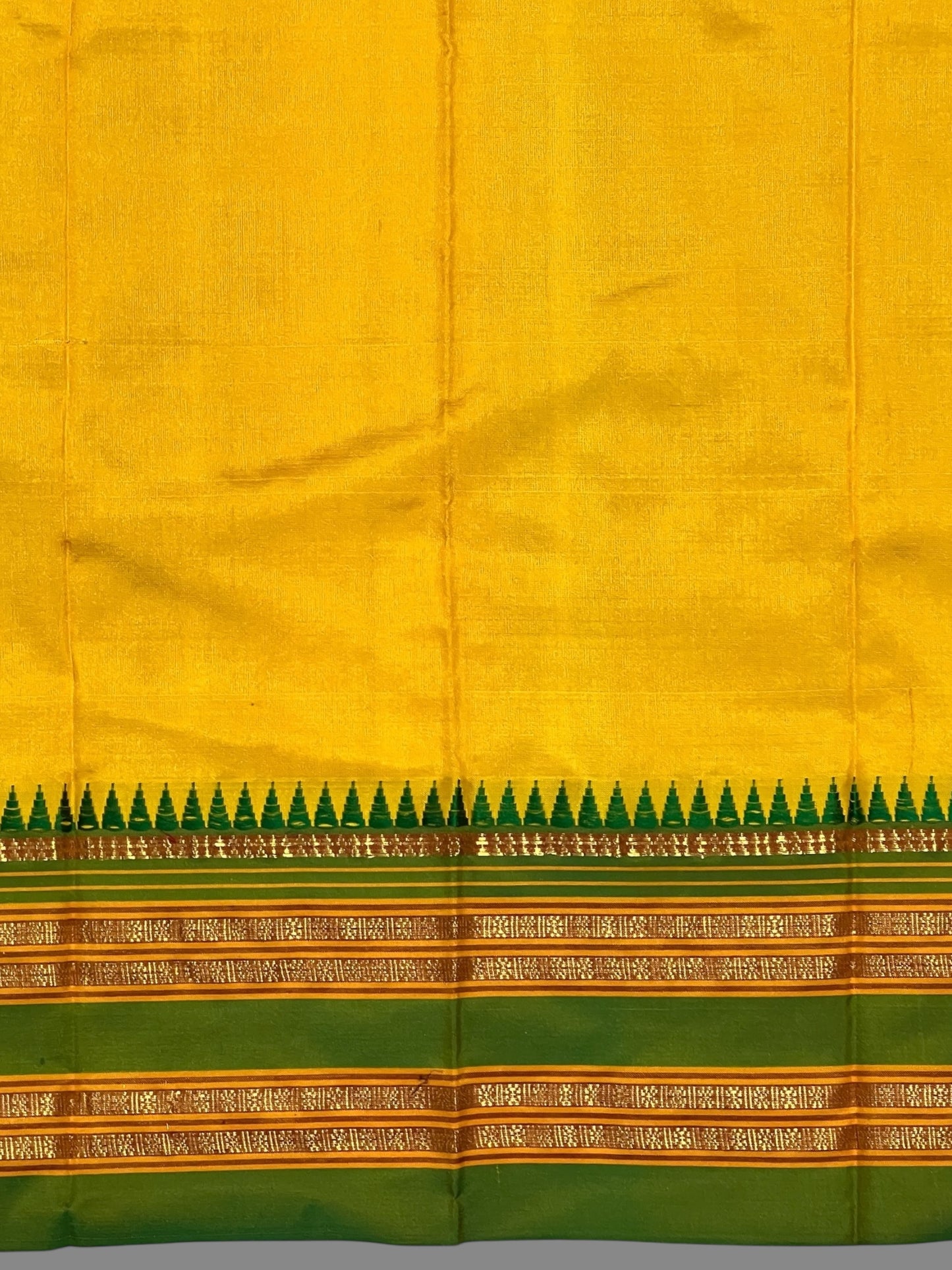 Narayanpet Plain Yellow colour pure Silk Saree