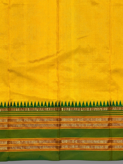 Narayanpet Plain Yellow colour pure Silk Saree