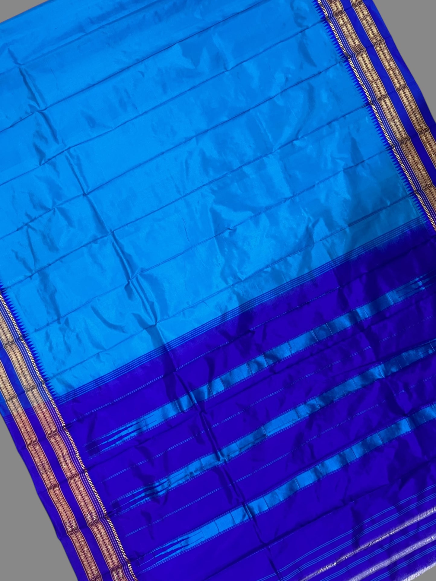 Narayanpet Plain  Blue Pure Silk Saree