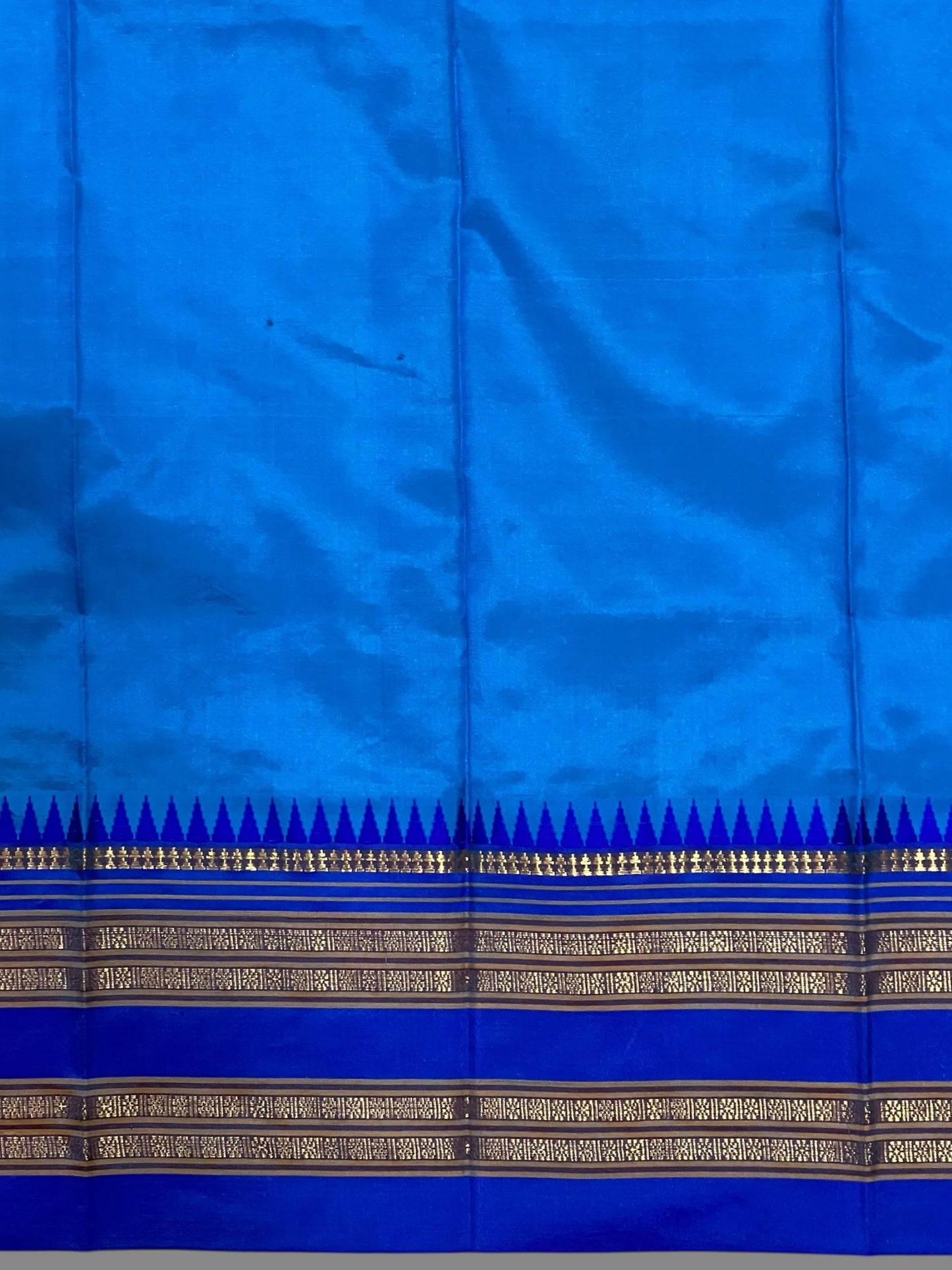 Narayanpet Plain  Blue Pure Silk Saree