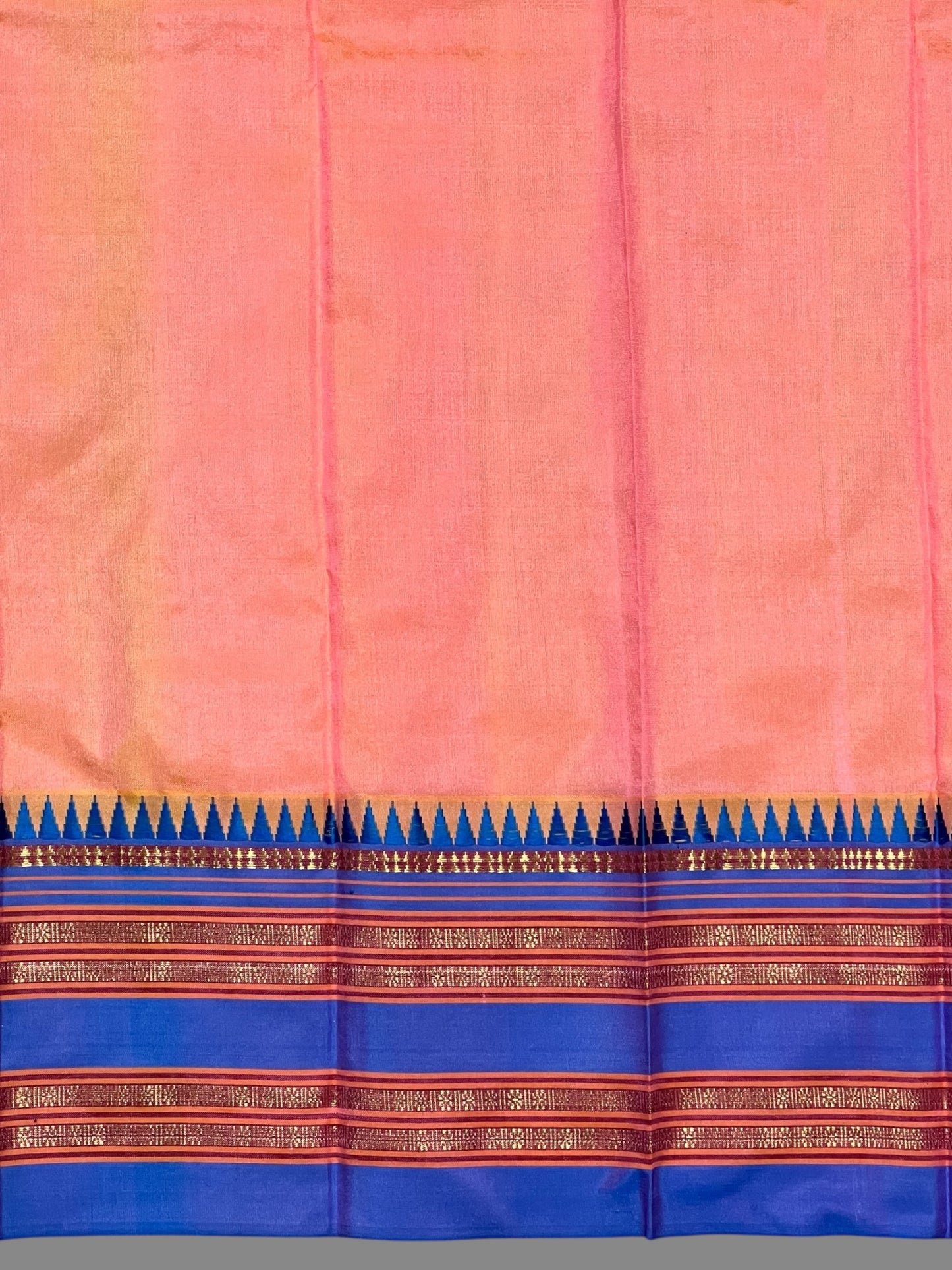 Narayanpet Plain Light Peach pure Silk Saree