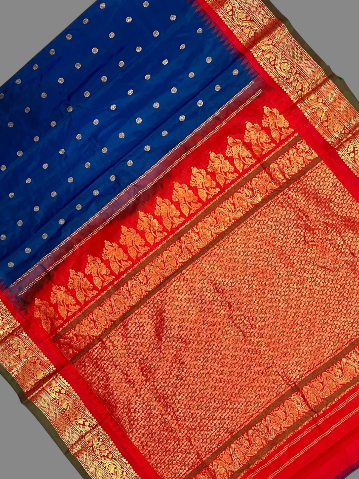 Shilpi Border Dark Peacock Blue Pure Silk Saree