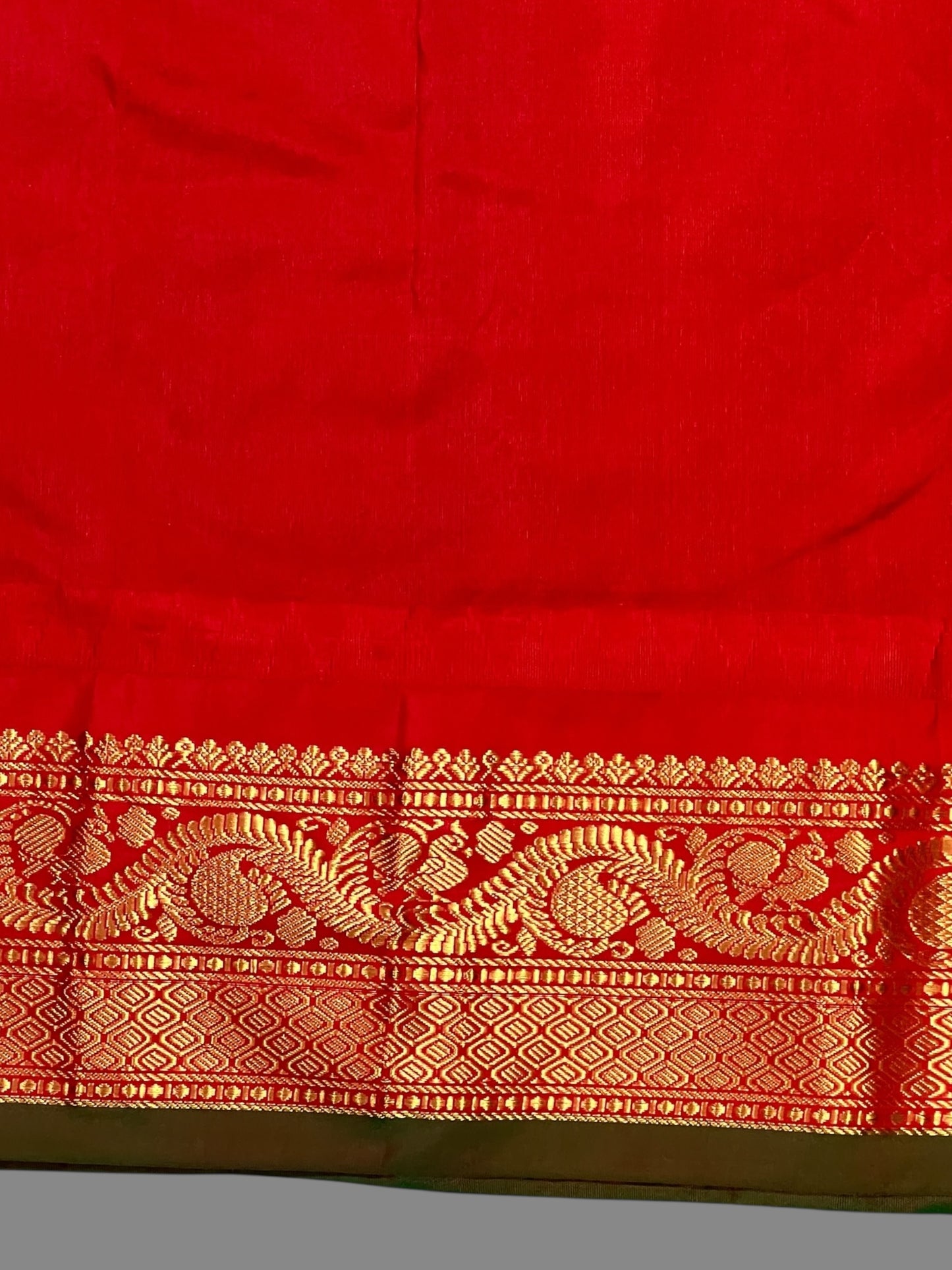 Shilpi Border Parrot Green Pure Silk Saree