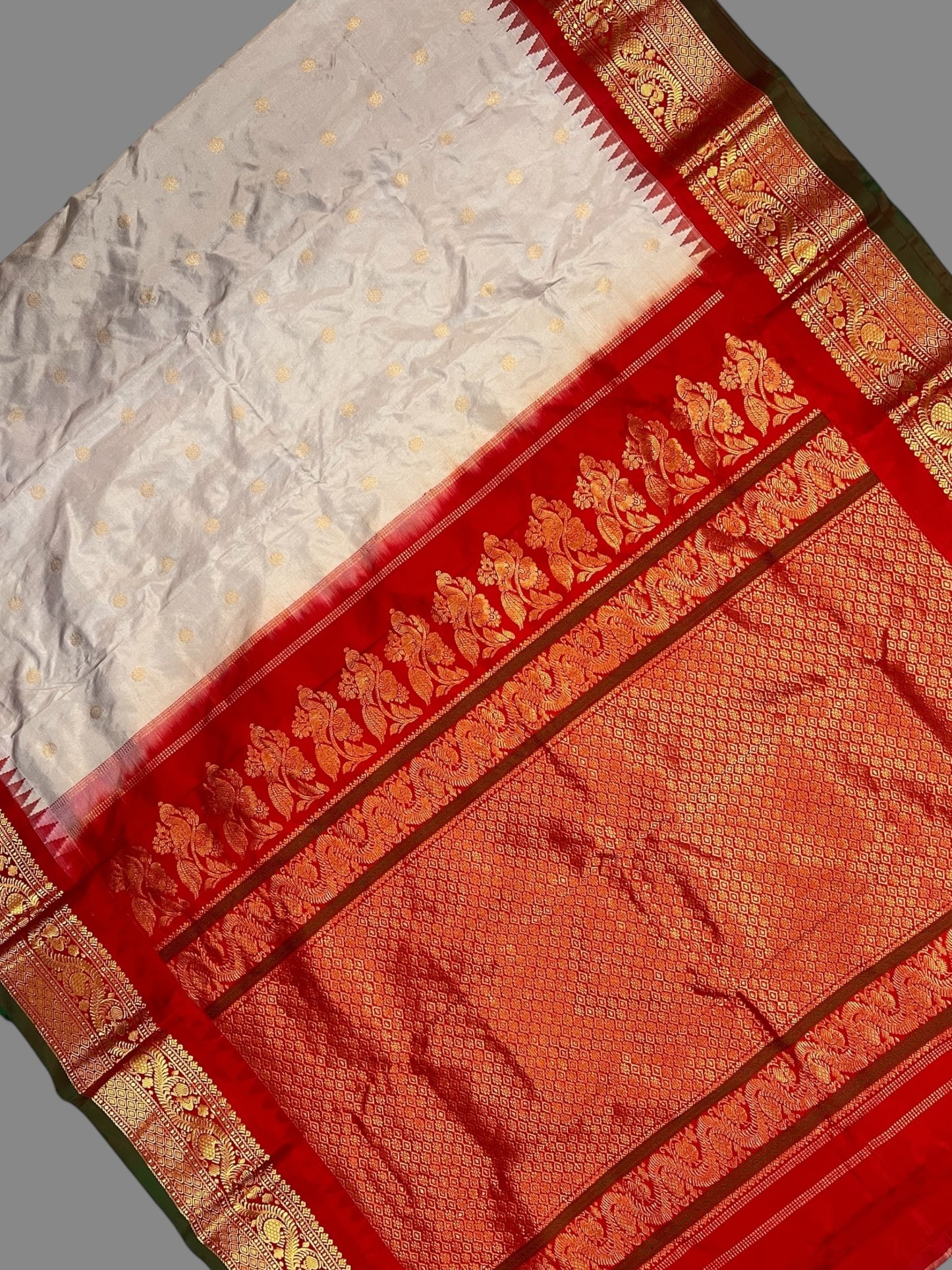 Shilpi  Border Cream Pure Silk Saree