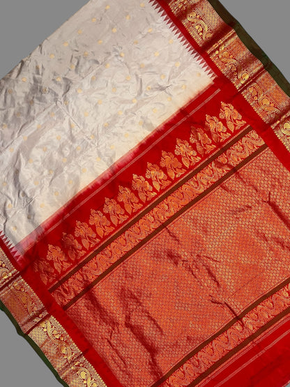 Shilpi  Border Cream Pure Silk Saree