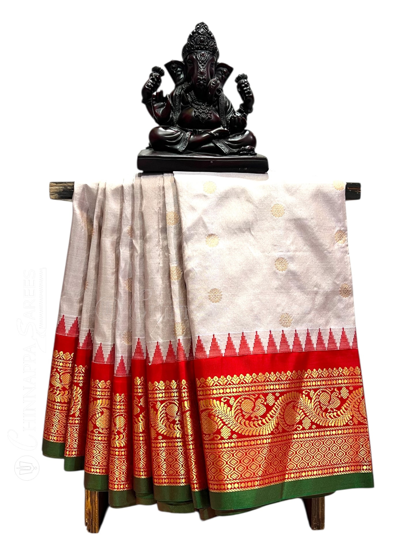 Shilpi  Border Cream Pure Silk Saree