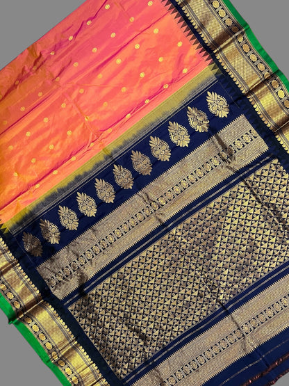 Namrata Butta Coral Peach Pure Silk Sarees