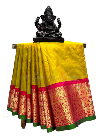 Gadwal Big Border Mehndi Pure Silk Sarees