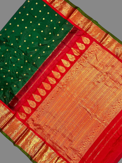 Gadwal Big Border Green Pure Silk Sarees