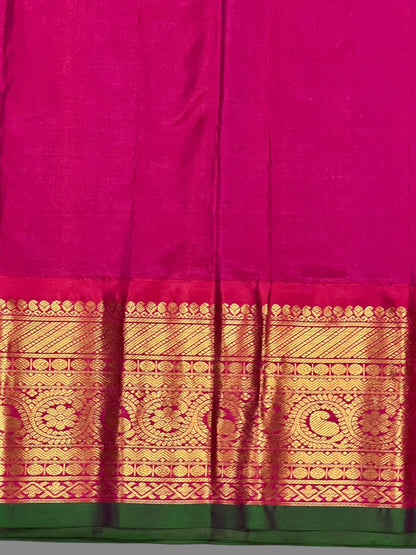 Gadwal Big Border Pista Green Pure Silk Sarees