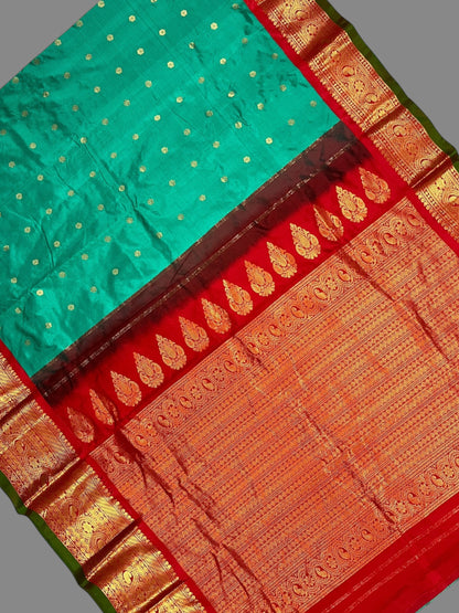Gadwal Big Border Pista Green 1 Pure Silk Sarees