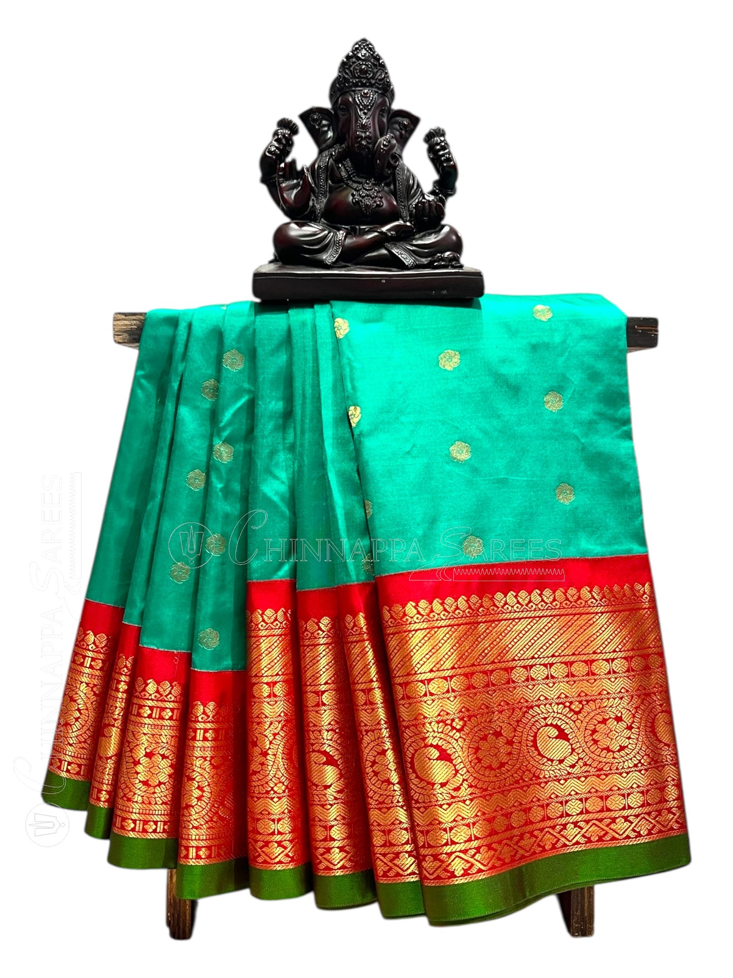 Gadwal Big Border Pista Green 1 Pure Silk Sarees