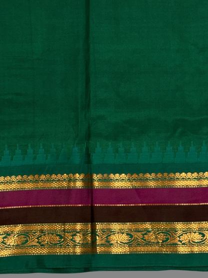 Gap Border Checks Dark Maroon Pure Silk Saree