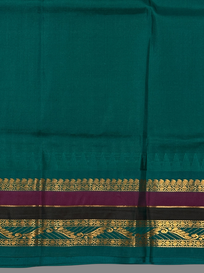 Gadwal Border Checks Dark Magenta Pure Silk Saree