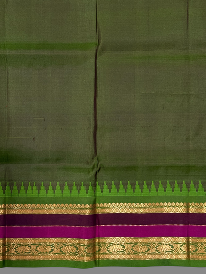 Gadwal Border Checks Orange Pure Silk Saree