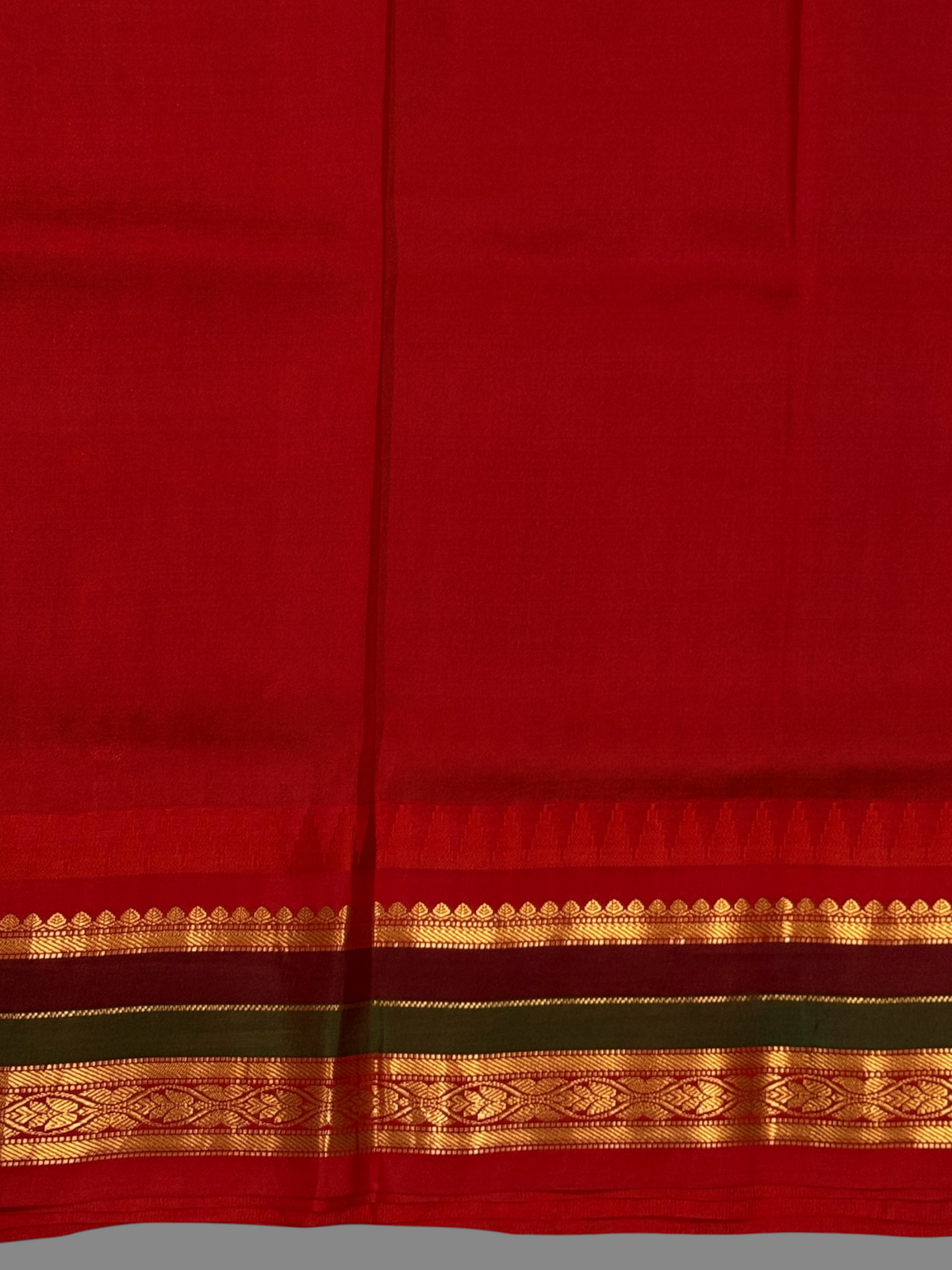 Gap Border Checks Dull Green Pure Silk Saree