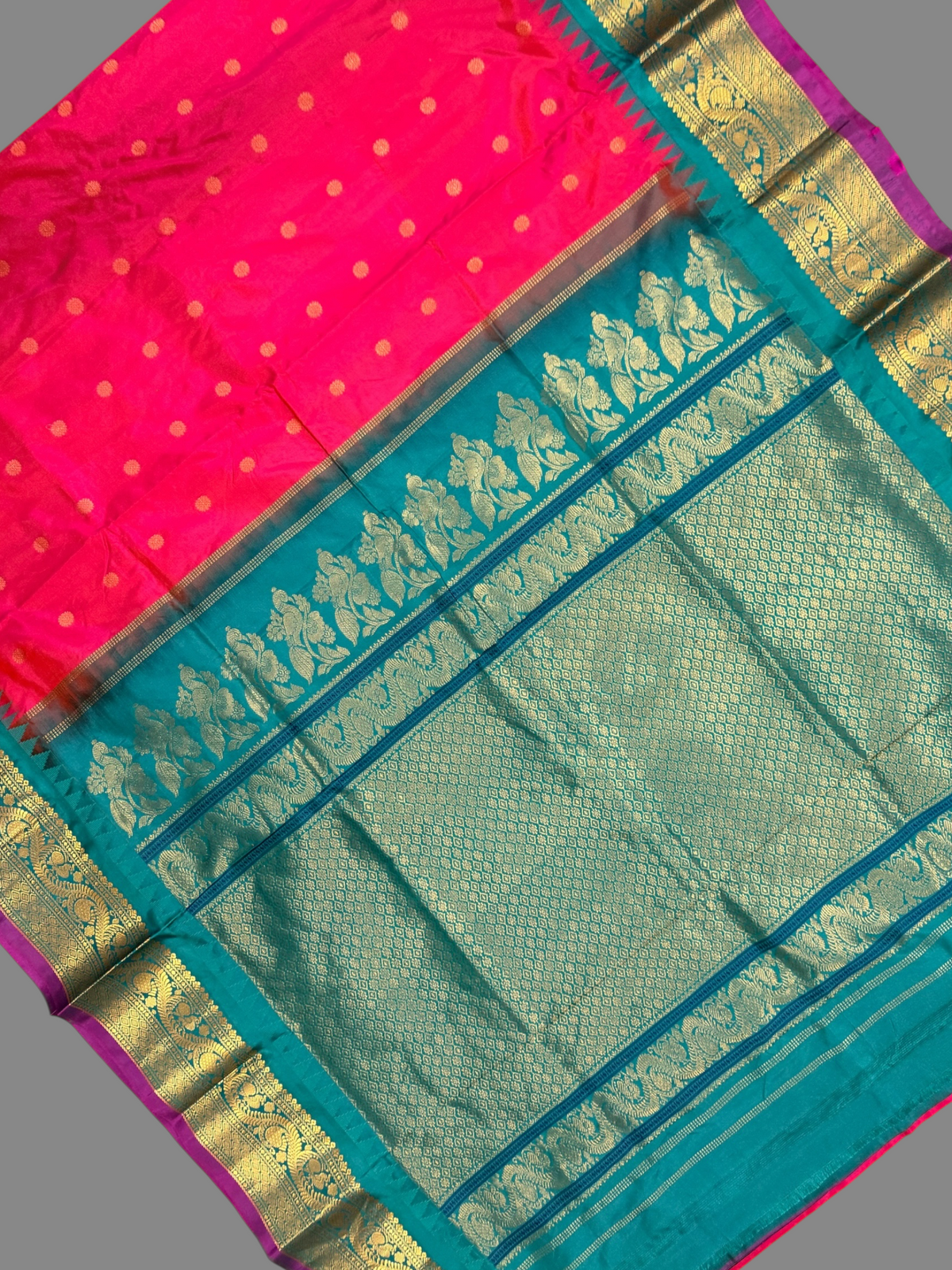 Gap Border Checks Pink Pure Silk Saree