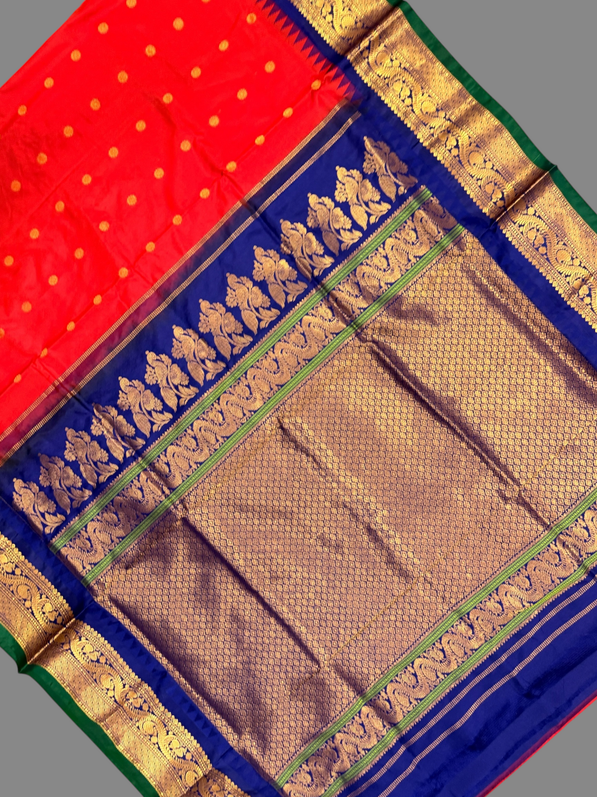 Shilpi Border Bright Red Pure Silk Saree
