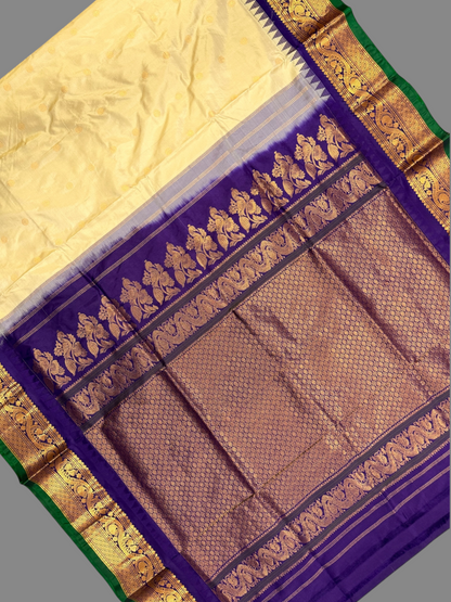 Shilpi Border Off-White Pure Silk Saree
