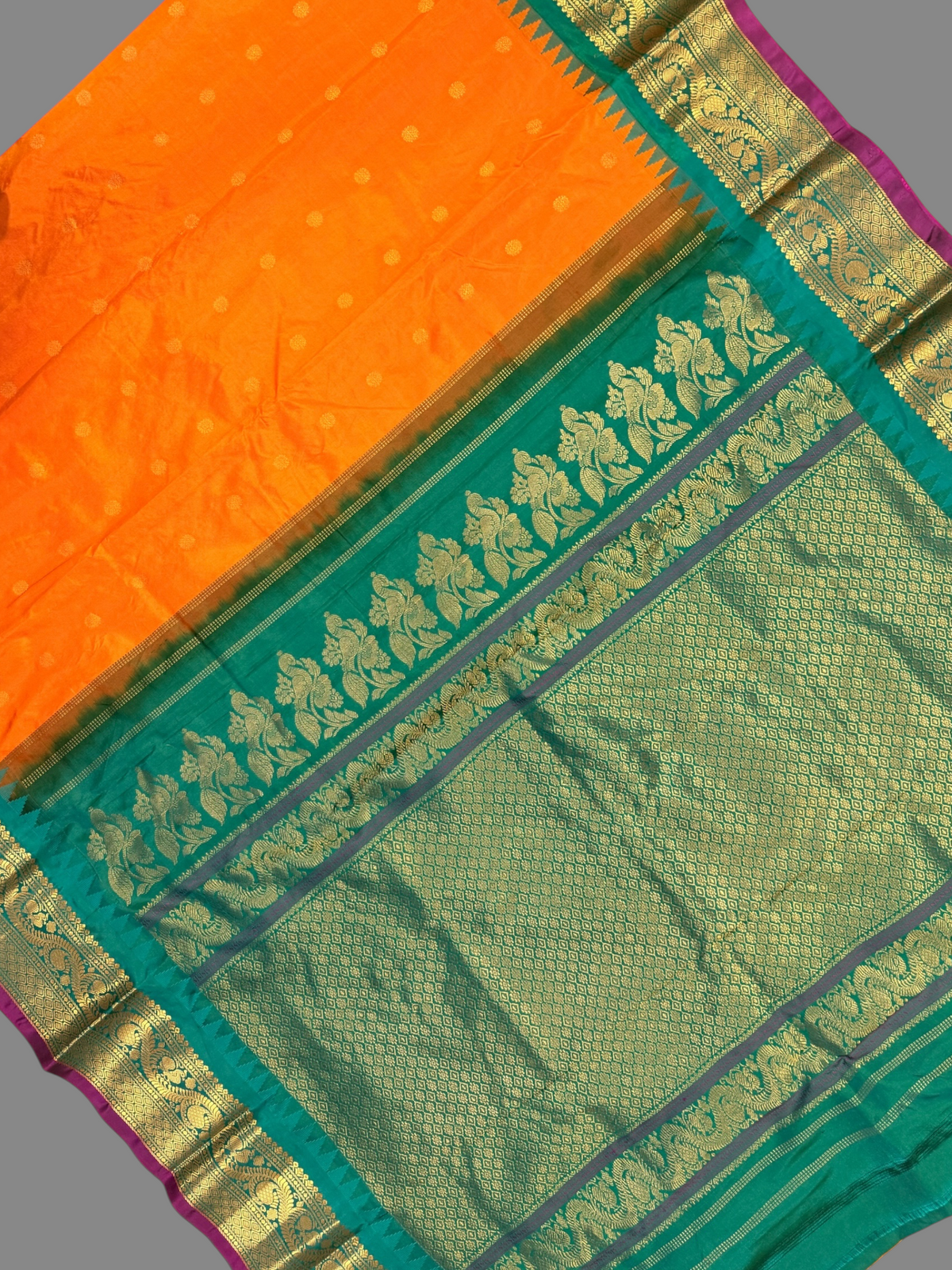Shilpi Border Tangerine Orange Pure Silk Saree