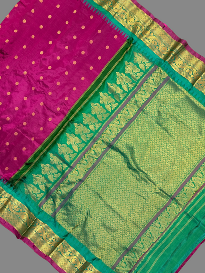 Shilpi Border Magenta Pure Silk Saree