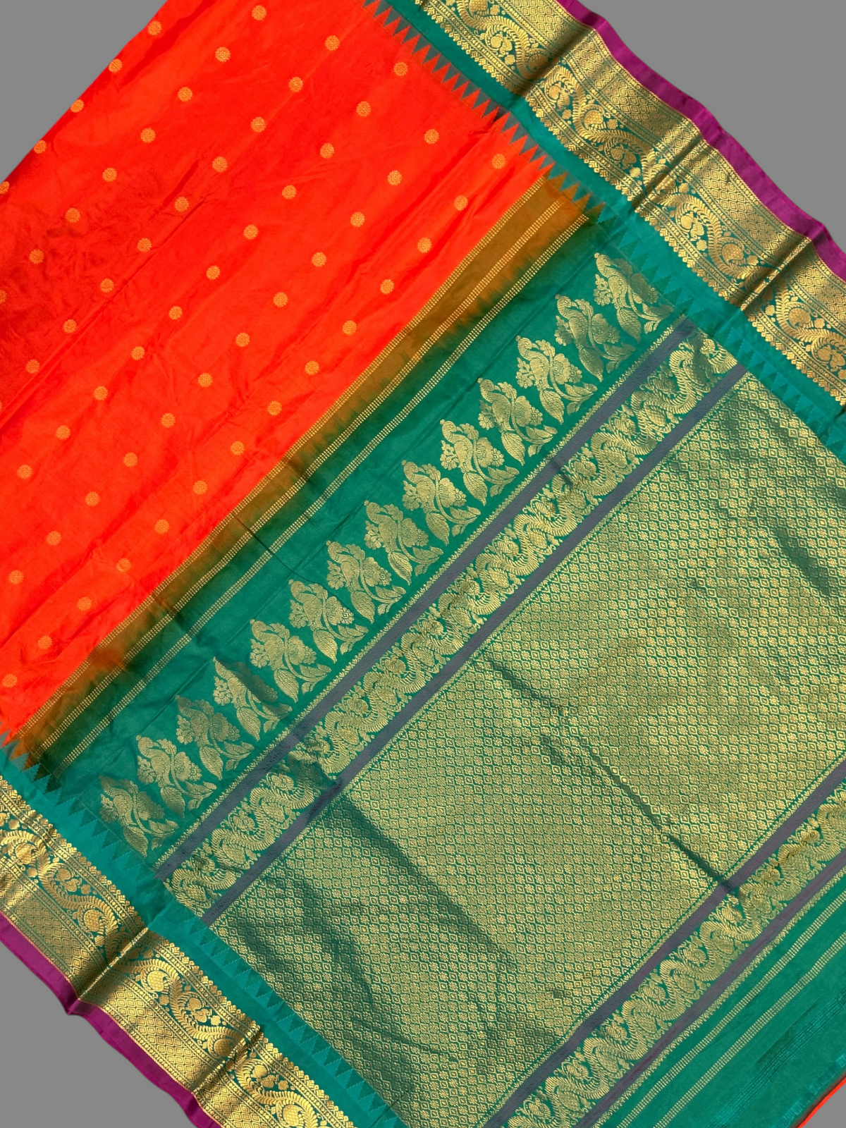 Shilpi Border Saffron Orange Pure Silk Saree