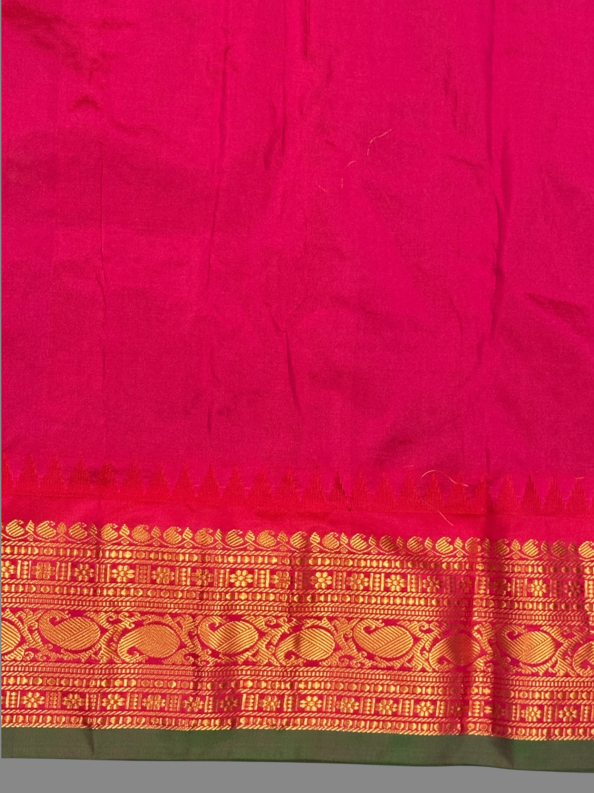 Bridal Big Checks Butta Emerald Green Pure Silk Sarees