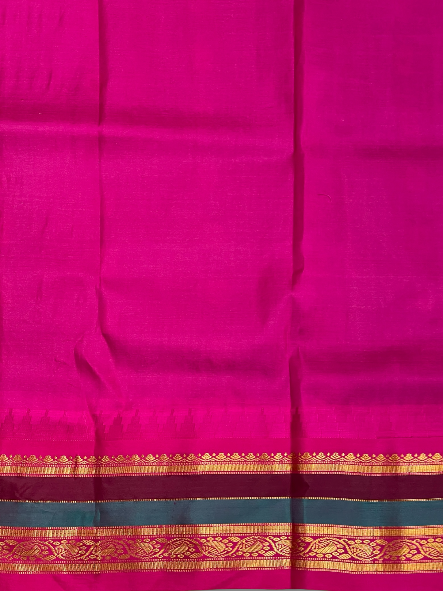 Gap Border Checks Dark Blue Pure Silk Saree