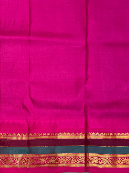 Gap Border Checks Dark Blue Pure Silk Saree