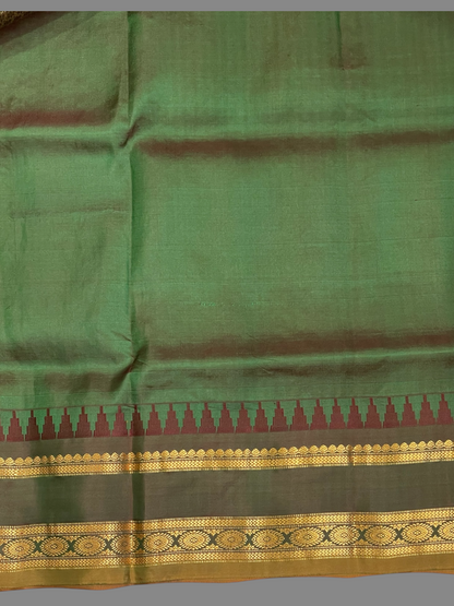 Gadwal Border Checks Lemon Pure Silk Saree