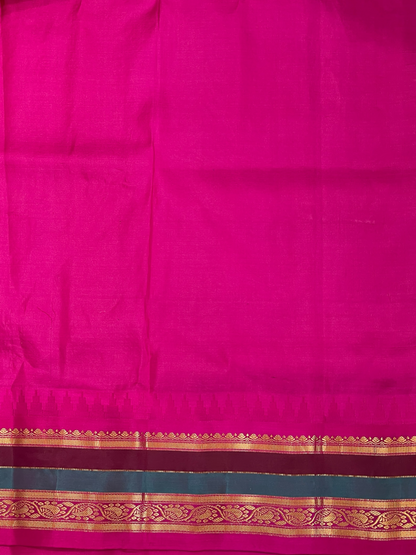Gap Border Checks Half White Pure Silk Saree