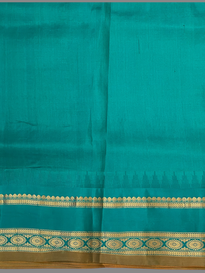 Gap Border Checks Dark Violet Pure Silk Saree