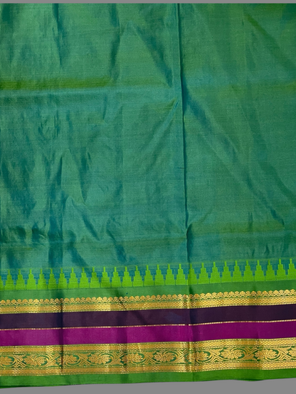 Gap Border Checks Dark Blue Pure Silk Saree