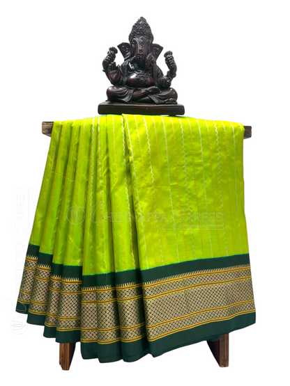 Pure Paithani Parrot Green Silk Saree