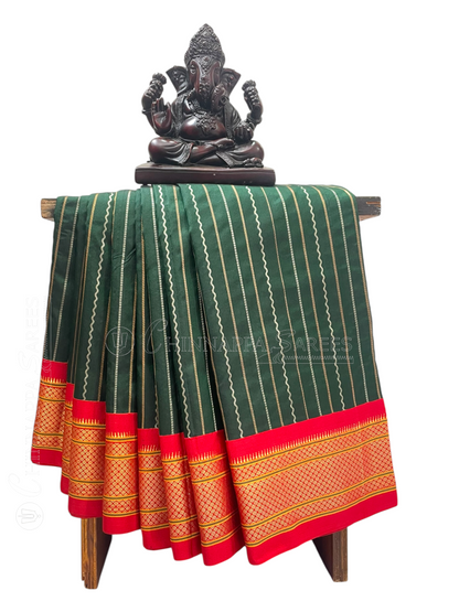 Pure Paithani Dark Green Silk Saree