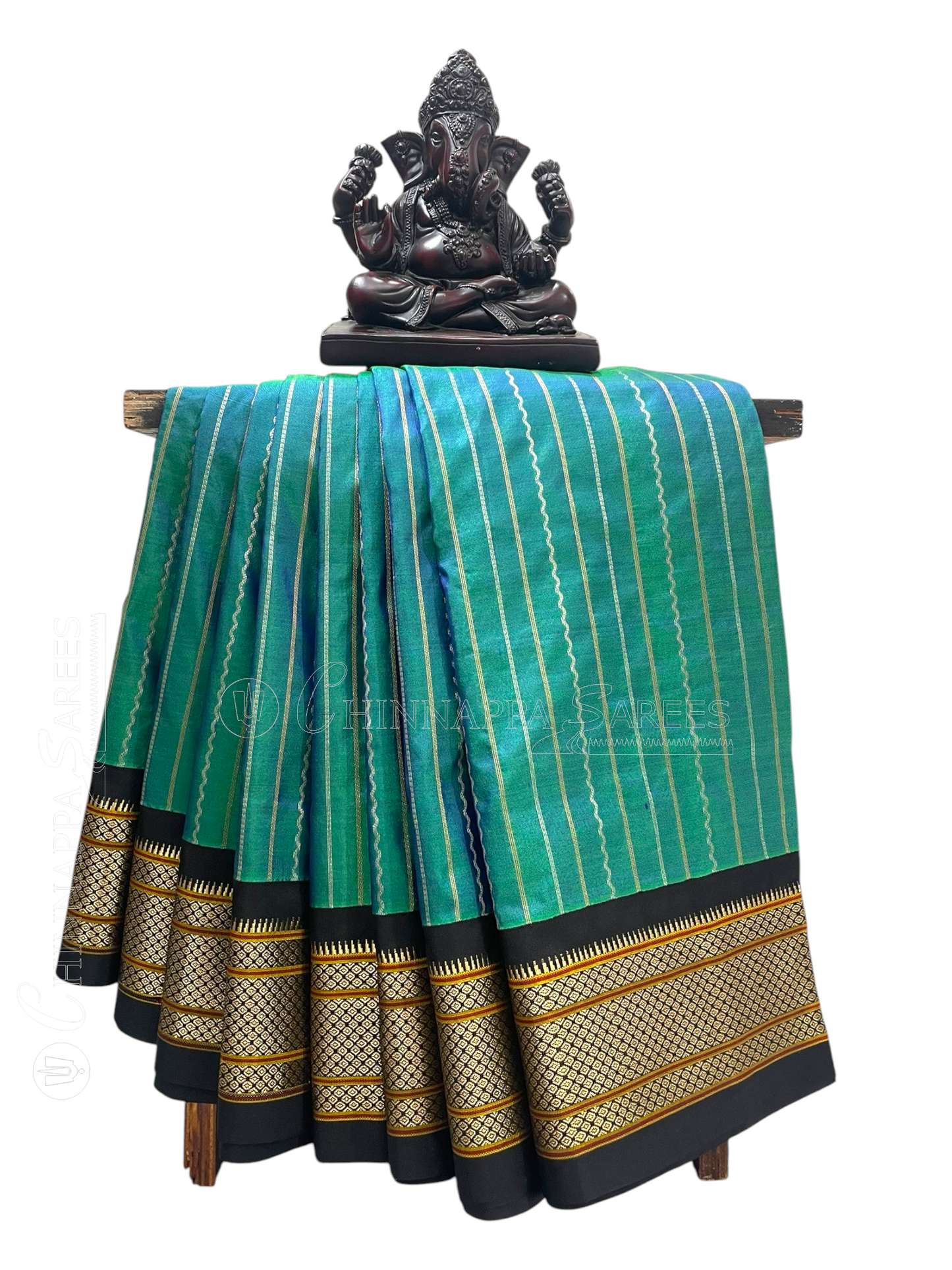 Pure Paithani Blue Green Silk Saree